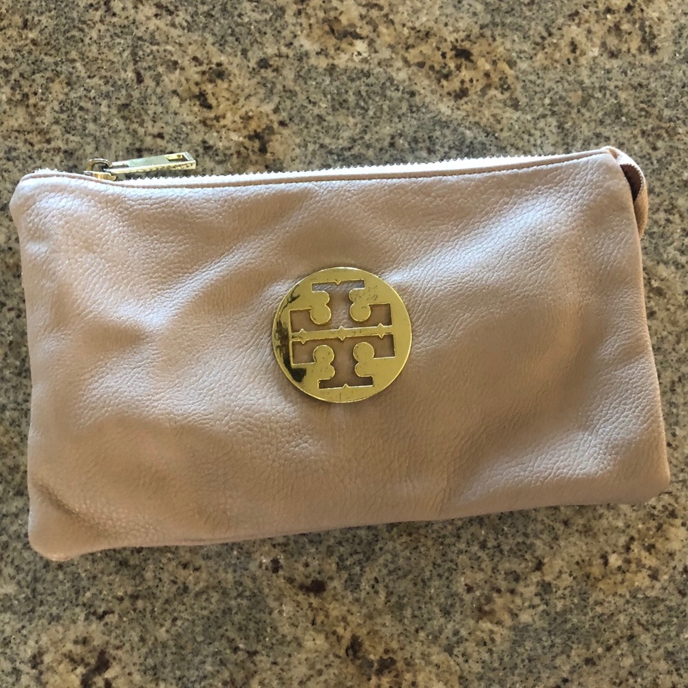 Authentic Beige Tory Burch Convertible Clutch Bag
